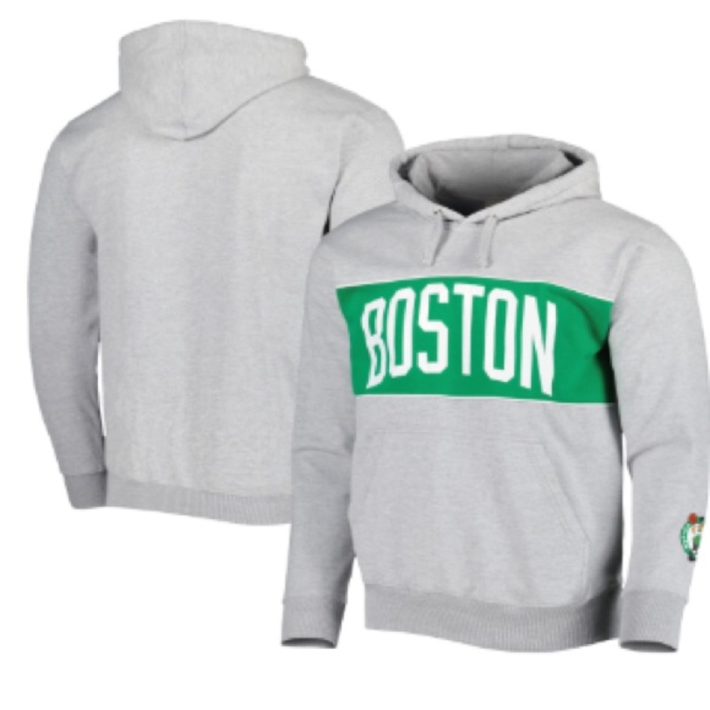 Boston Celtics Men’s Fanatic Heather Gray Woodmark French Terry Pullover Hoodie